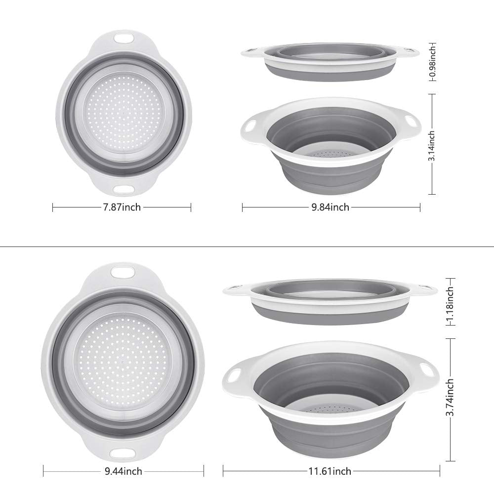 QiMH collapsible colander 4-quart collapsed for compact storage