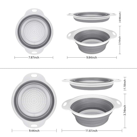 QiMH collapsible colander 4-quart collapsed for compact storage