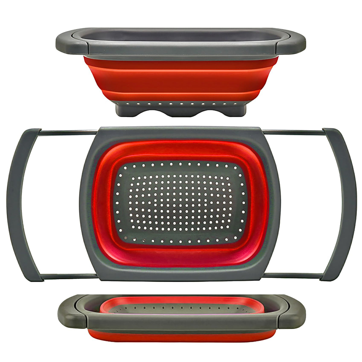 QiMH collapsible colander over-sink for quick draining and space saving
