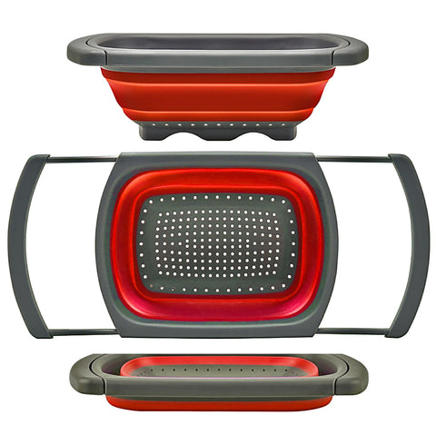 QiMH collapsible colander over-sink for quick draining and space saving