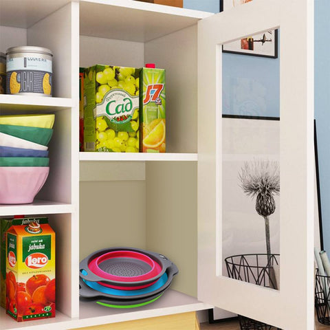 QiMH collapsible colander stackable storage keeps drawers tidy.