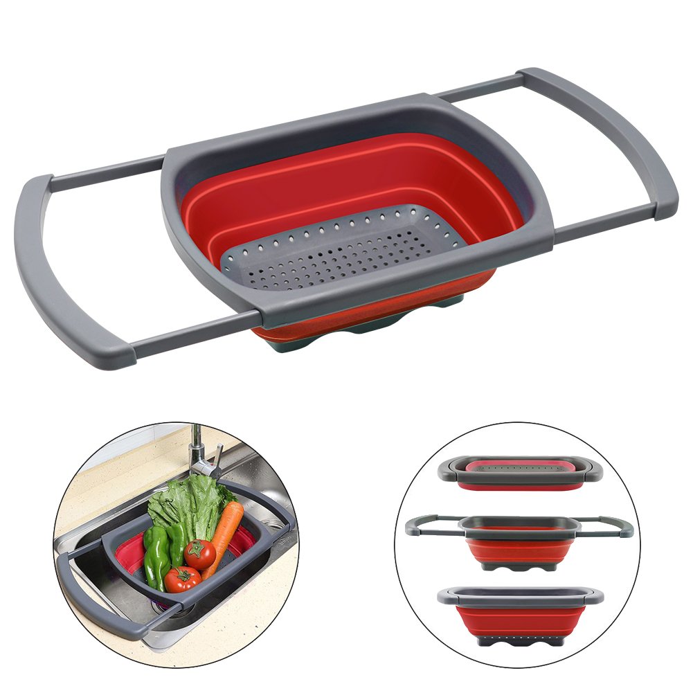 QiMH space-saving colander fits drawers and shelves