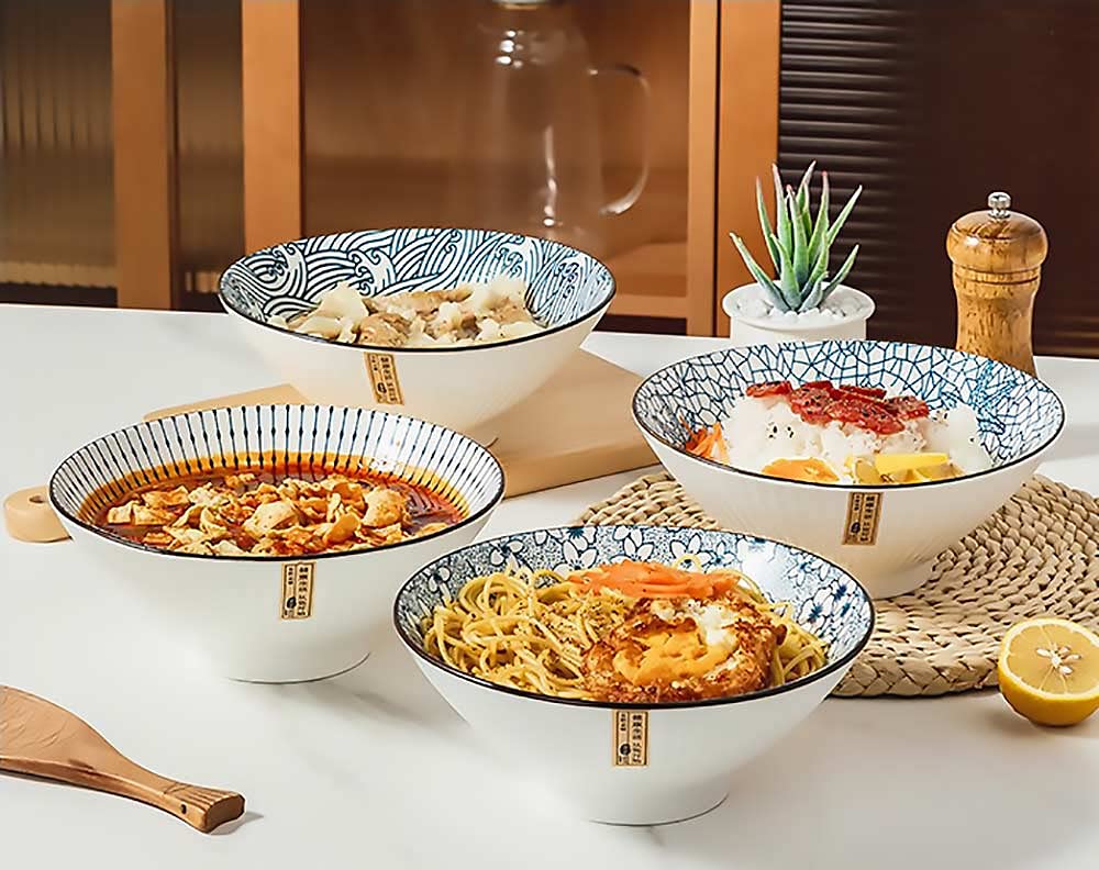QINLANG lead-free porcelain bowl with glossy glaze, durable for daily use.