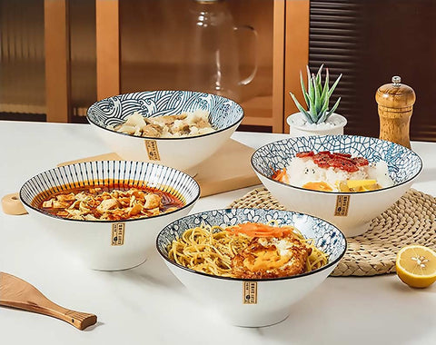 QINLANG lead-free porcelain bowl with glossy glaze, durable for daily use.