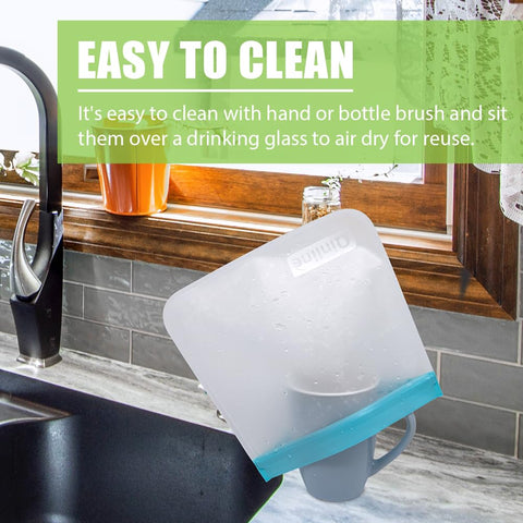 Qinline sandwich bags closed with double closure, perfect for portable lunches.