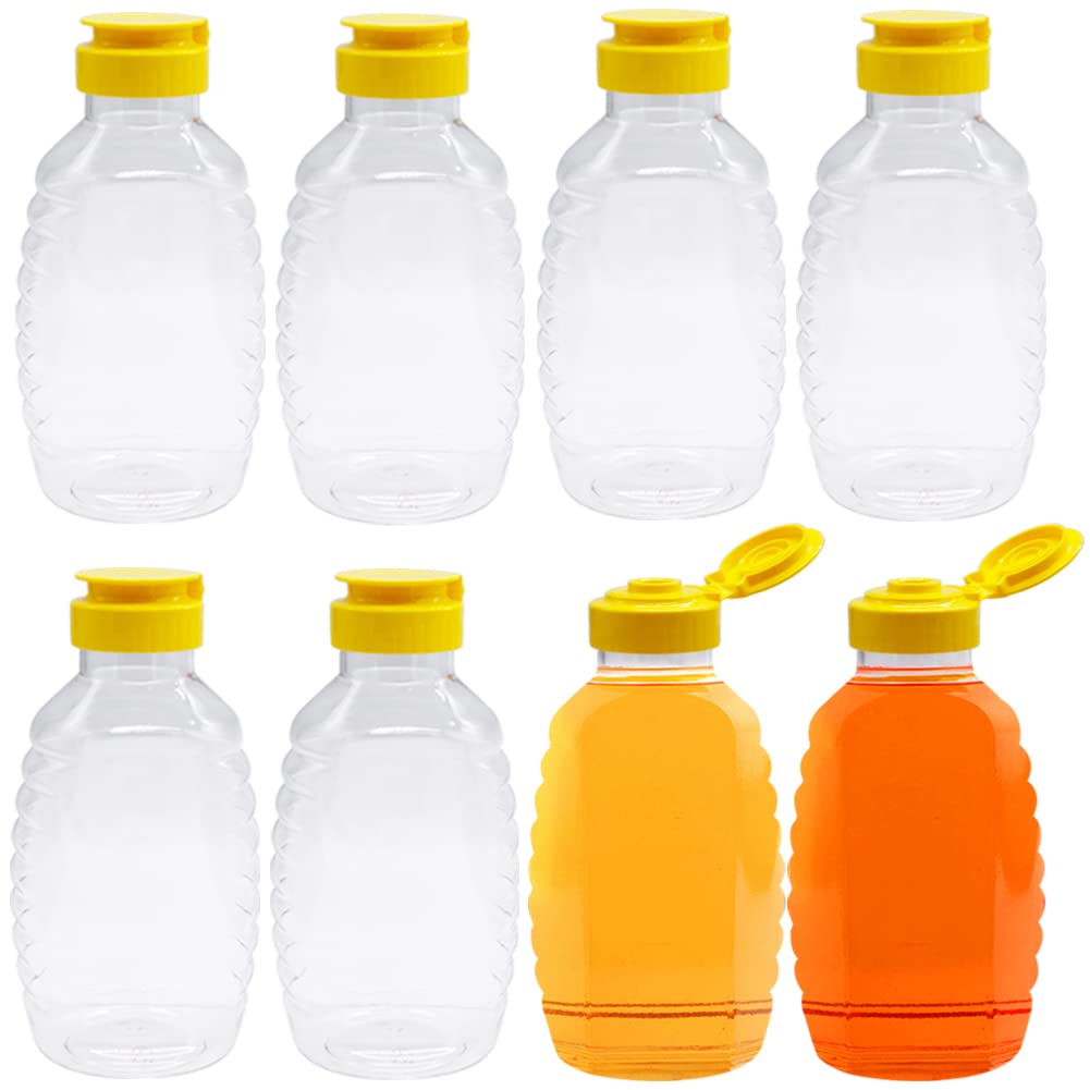 Qinsihwn 8-pack honey bottles with 16oz capacity for bulk storage