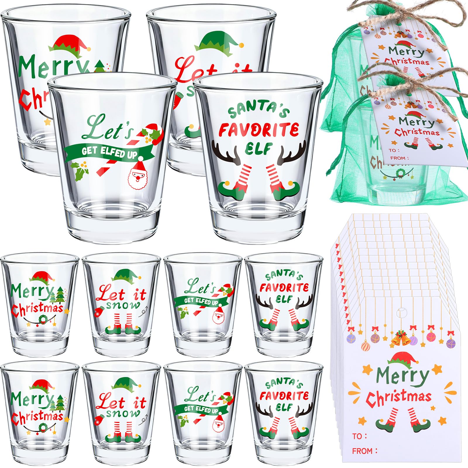 Qinyoung Christmas shot glasses bulk set for festive party favors and gifts