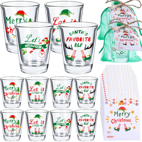 Qinyoung Christmas shot glasses bulk set for festive party favors and gifts