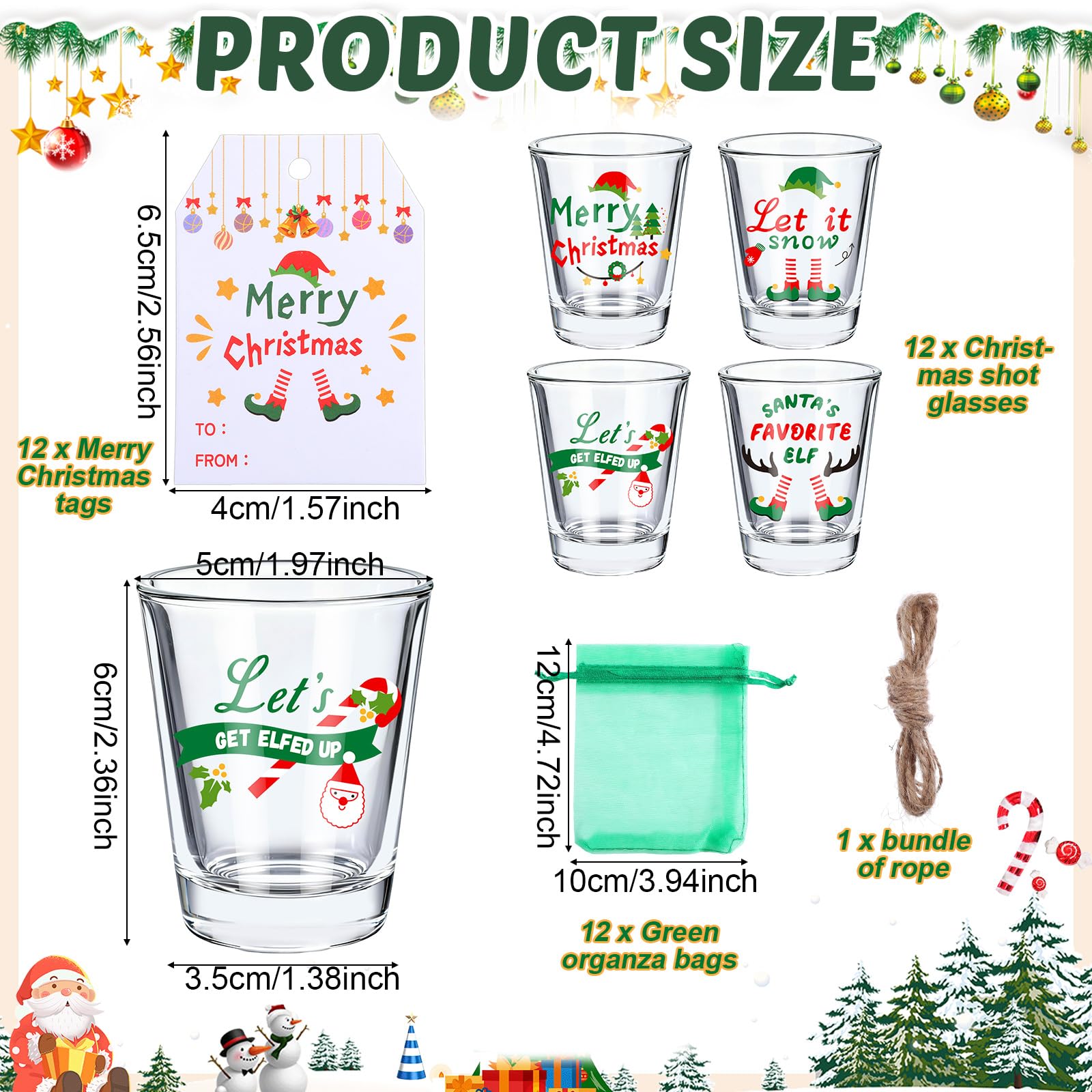 Qinyoung Christmas shot glasses featuring four styles for holiday toasts