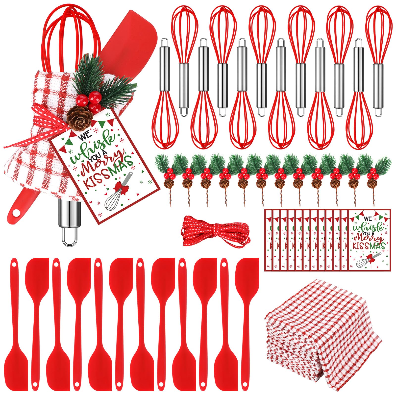 Qinyoung Christmas whisk set with 12 whisks for versatile baking