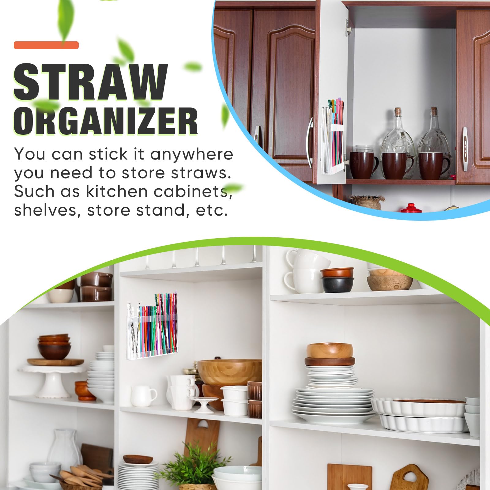 Qinyoung straw organizer with adhesive tape ensures secure installation.