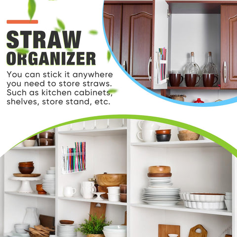 Qinyoung straw organizer with adhesive tape ensures secure installation.