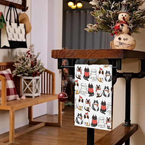 QIONG MENG cat towels, Christmas decor plus practical cleaning aid for countertops and dishes