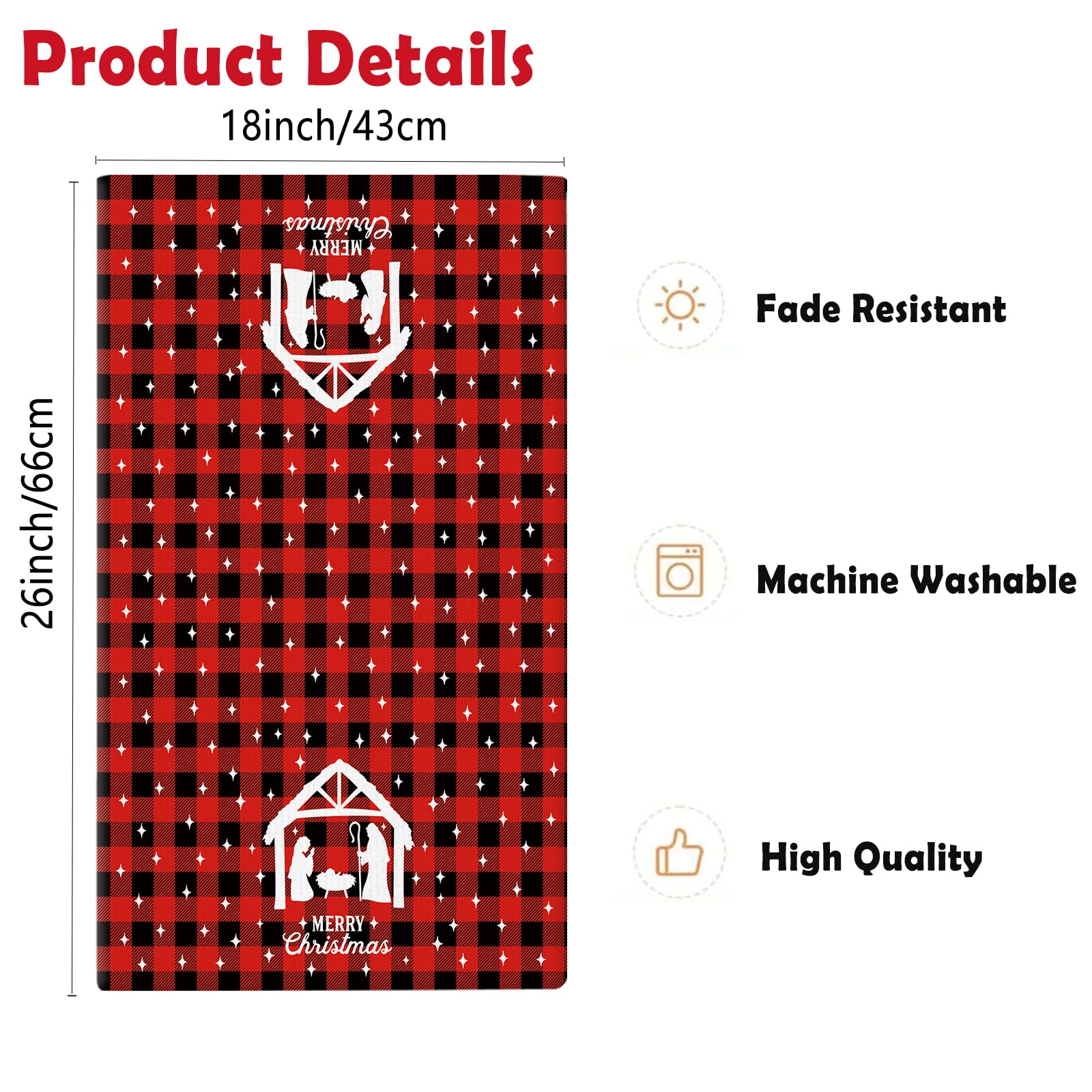 QIONG MENG Holy Night nativity towel adds cozy Christmas kitchen decor.