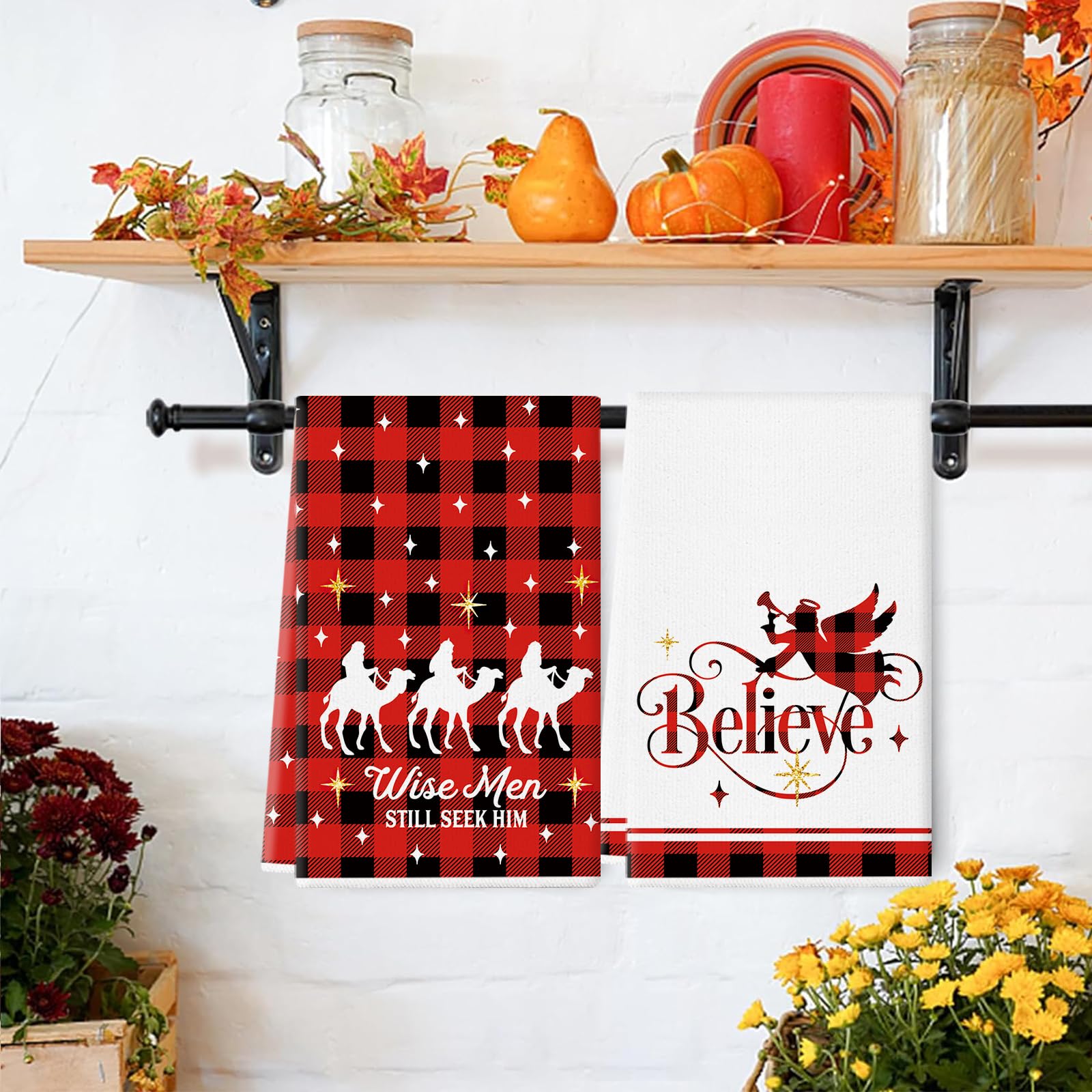 QIONG MENG Soft absorbent towel set ideal for drying dishes.