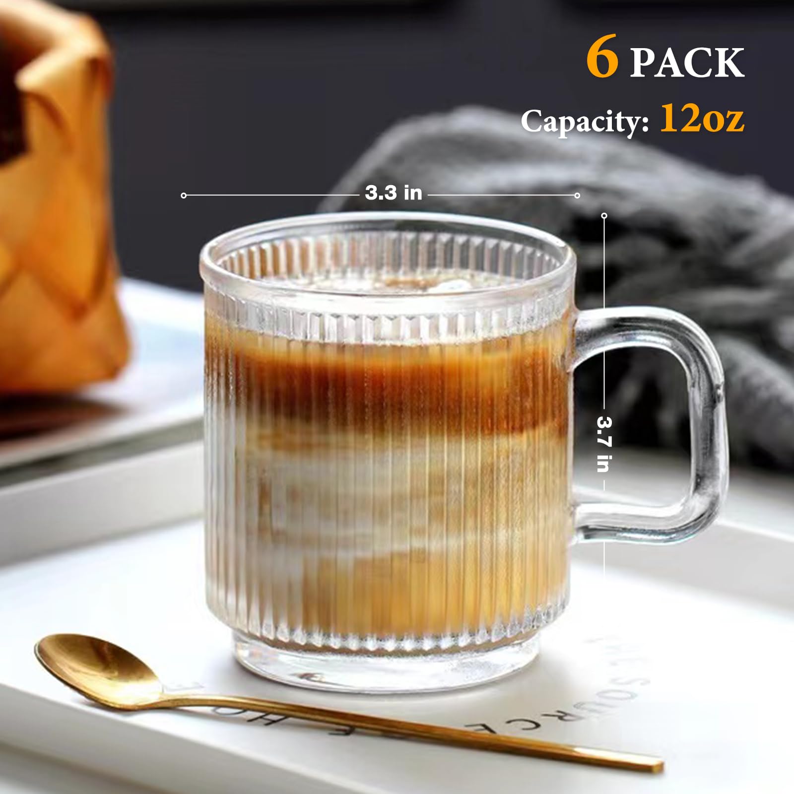 Qipecedm clear vertical stripes mugs highlight coffee visibility and style