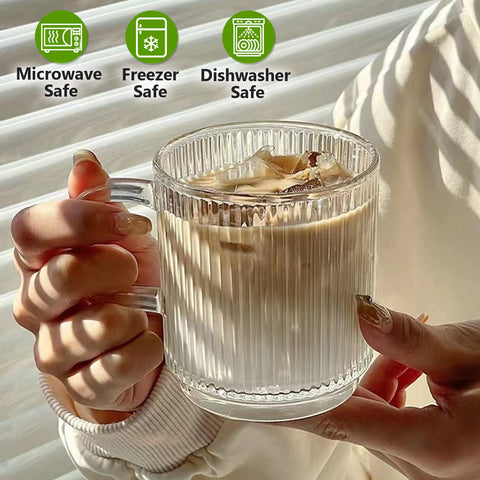 Qipecedm dishwasher-safe glass mugs with sturdy handle