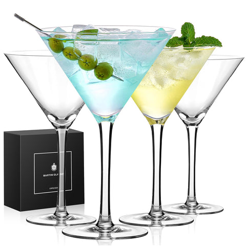 Qipecedm martini glasses set of 4 with crystal clarity for elegant home cocktail service