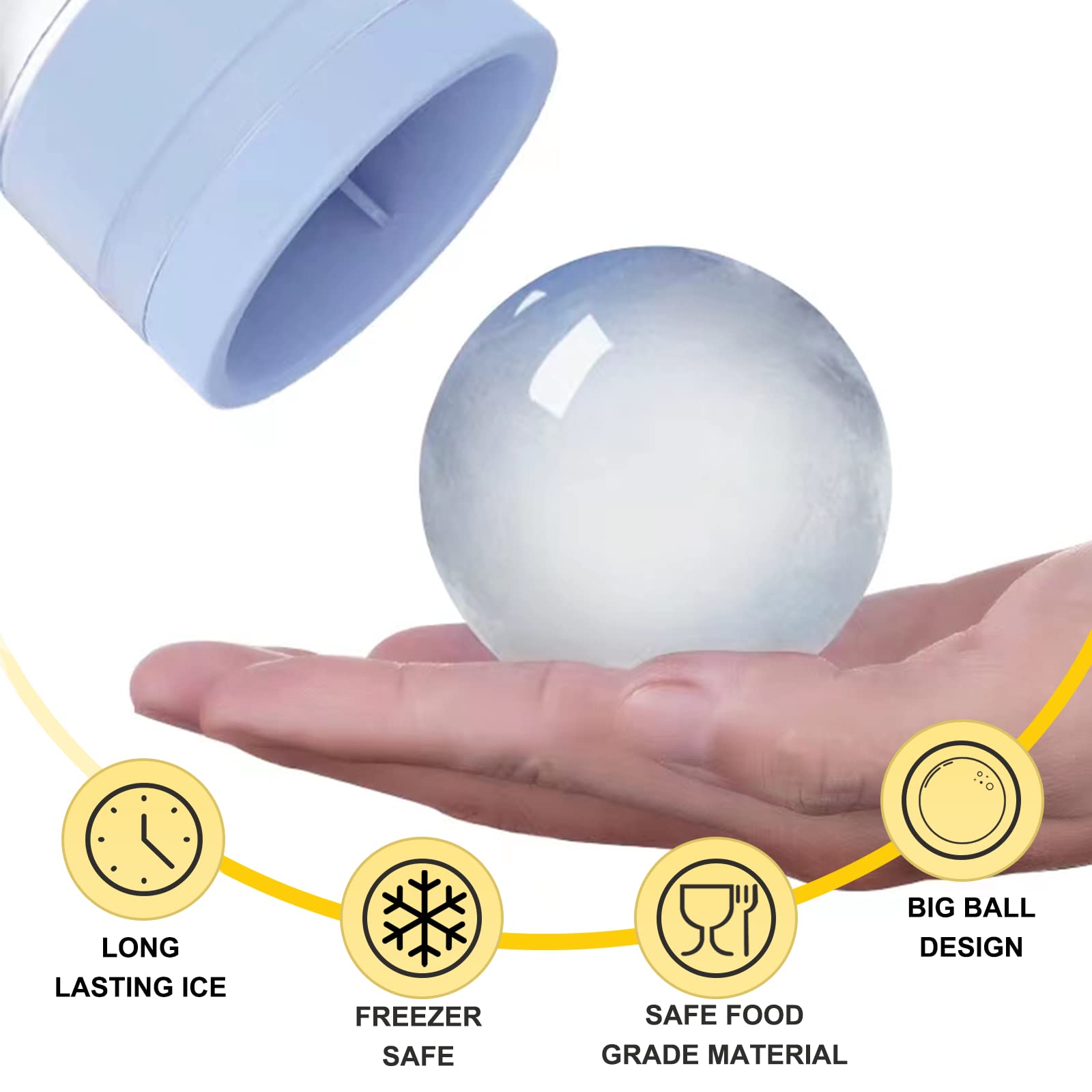 Qipecedm round ice ball mold image showcases spill-free chilling