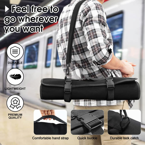 QIQU adjustable-shoulder-strap knife case supports comfortable carrying.