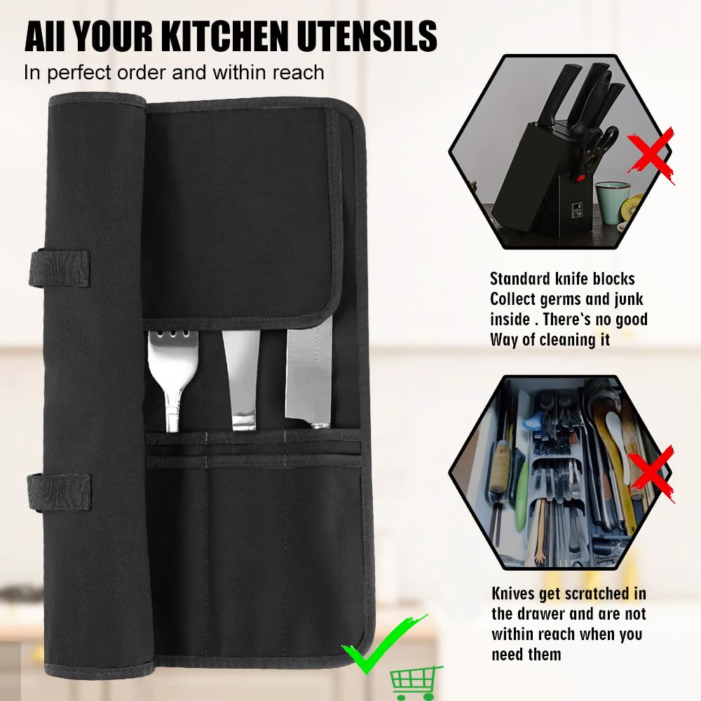 QIQU stain-resistant, dust-proof bag keeps utensils clean outdoors.