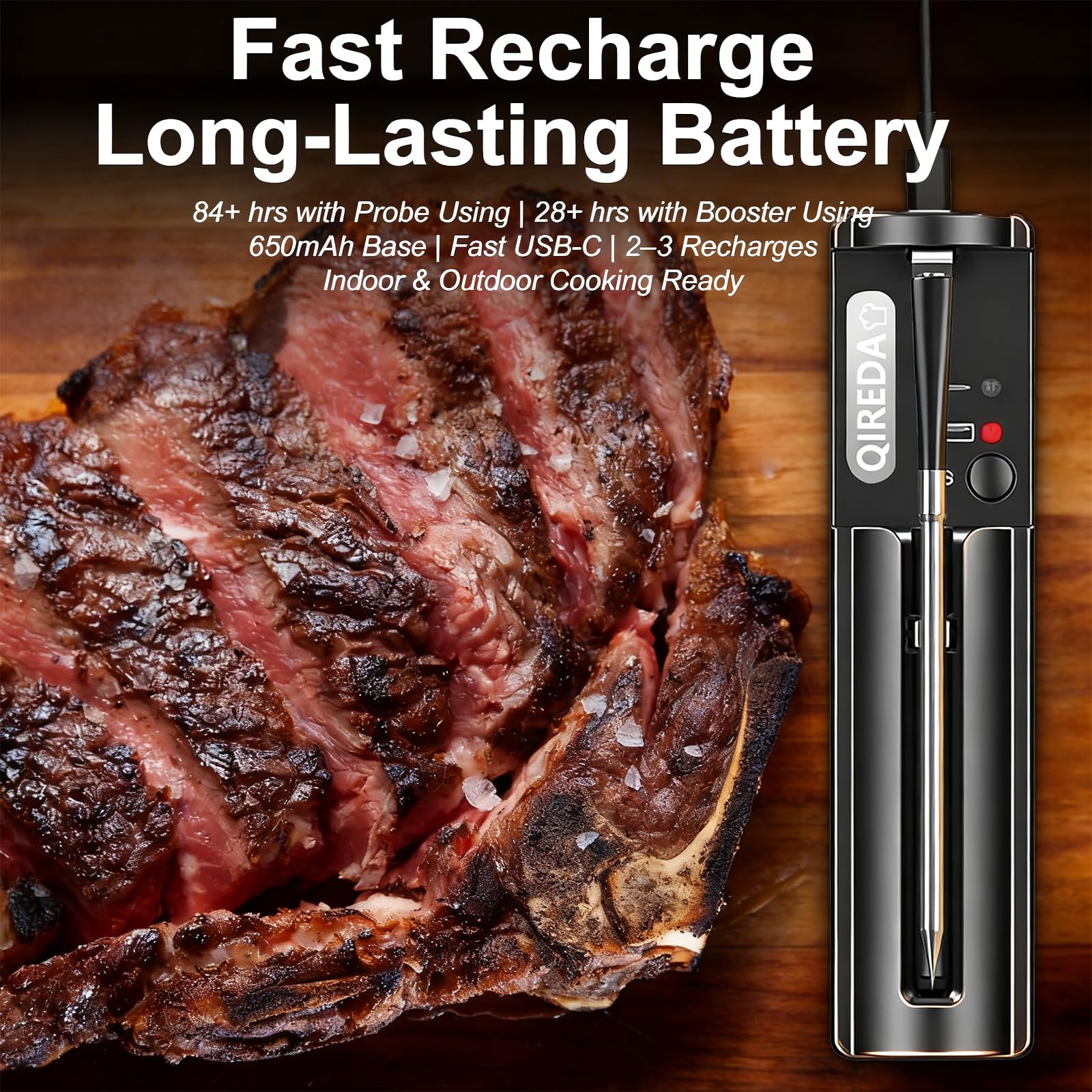 QIREDA app guided cooking presets assist with doneness for multiple meats
