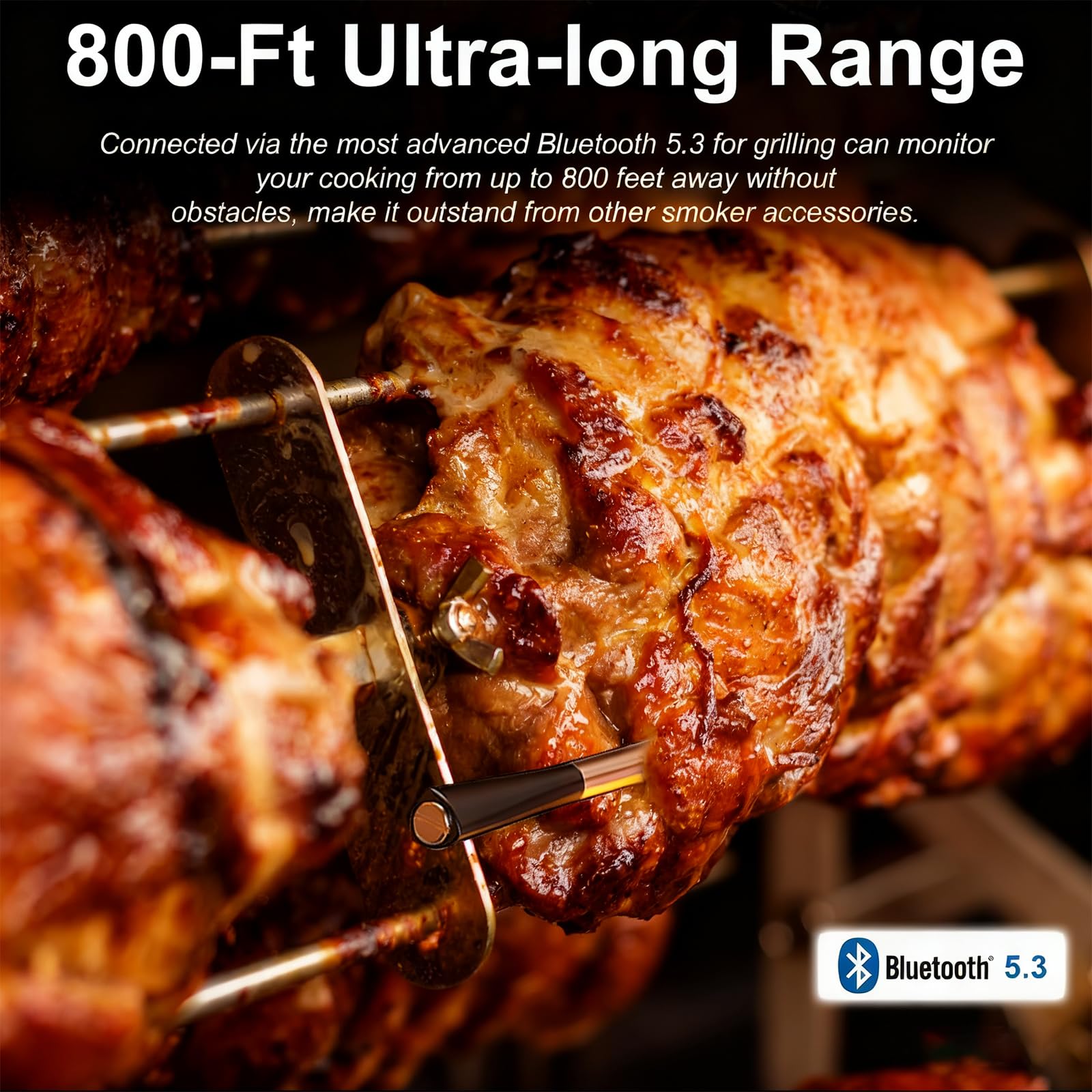 QIREDA dual-sensor probes monitor meat and ambient temps for precise timing