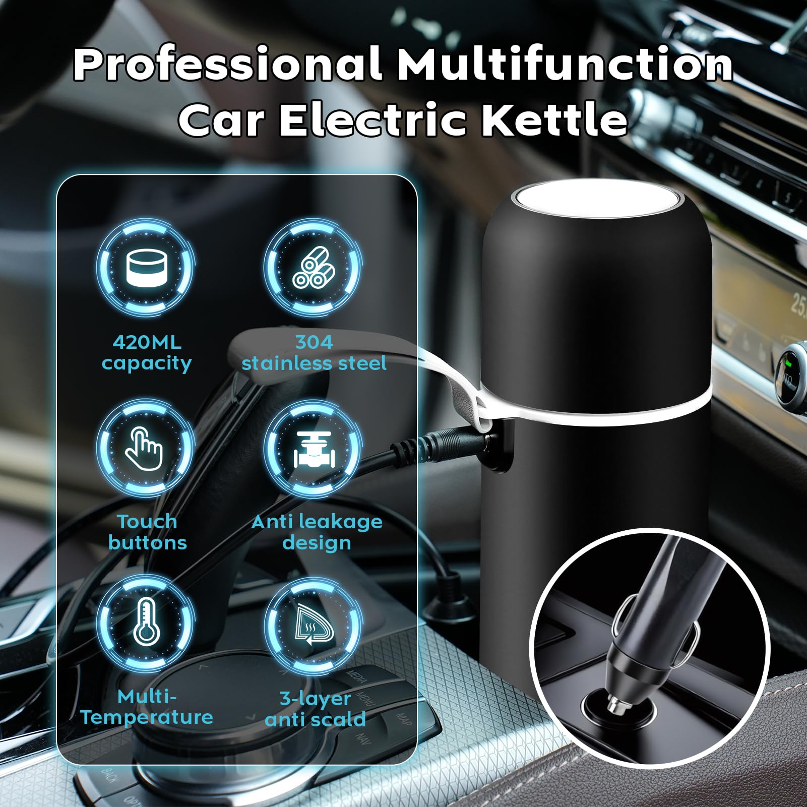 QIURUIFFA car coffee warmer keeps beverages warm during road trips
