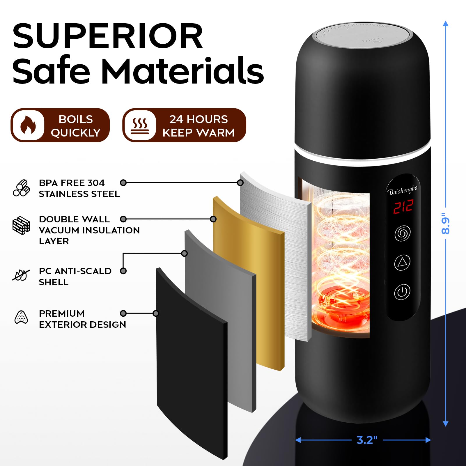 QIURUIFFA magnetic induction stirring ensures evenly mixed drinks