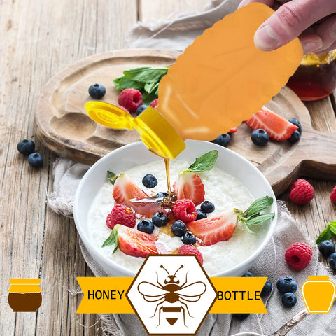 Qiuttnqn bottle dispensing honey over desserts
