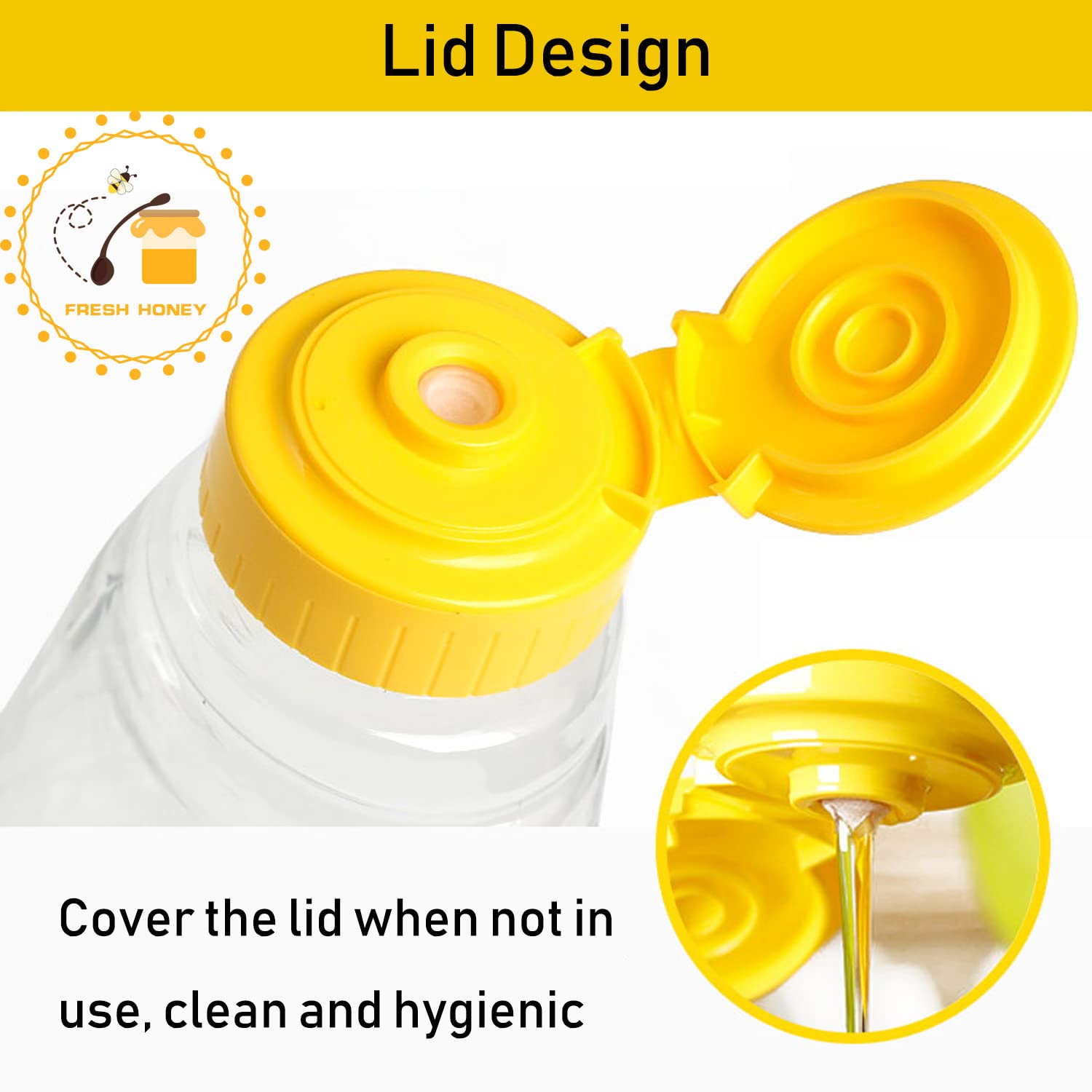 Qiuttnqn flip-lid honey bottle showing secure closure