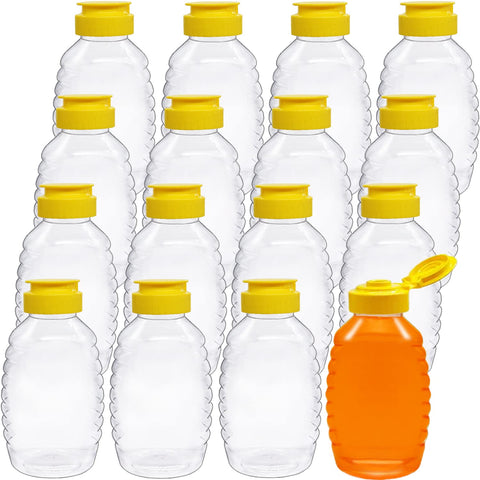 Qiuttnqn 8oz clear honey bottle front view for precise dispensing