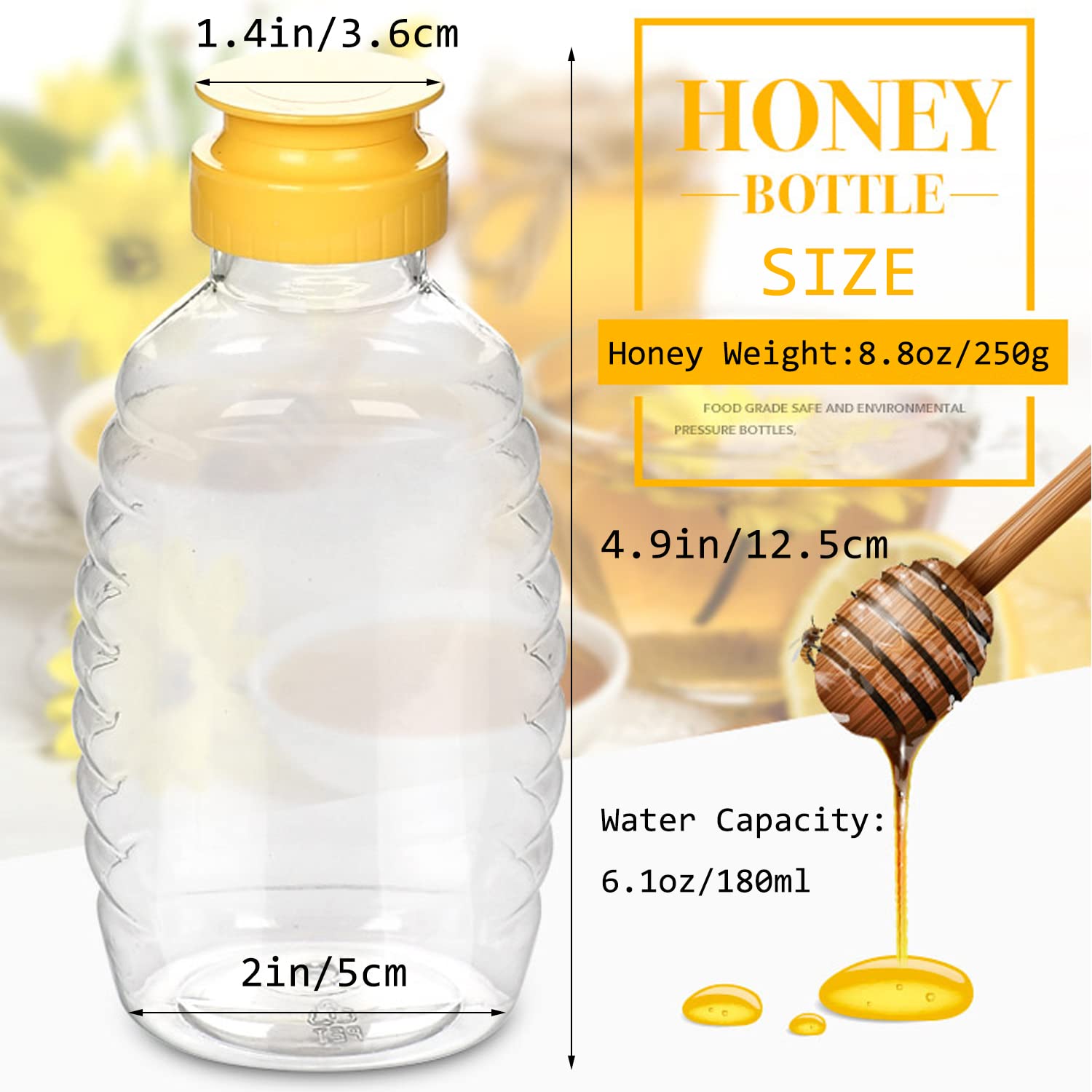 Qiuttnqn honey bottle with squeeze design for controlled pours