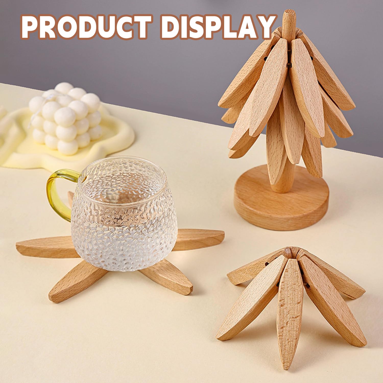 QIYLQE handcrafted wooden trivet close-up shows smooth eight-step polish.