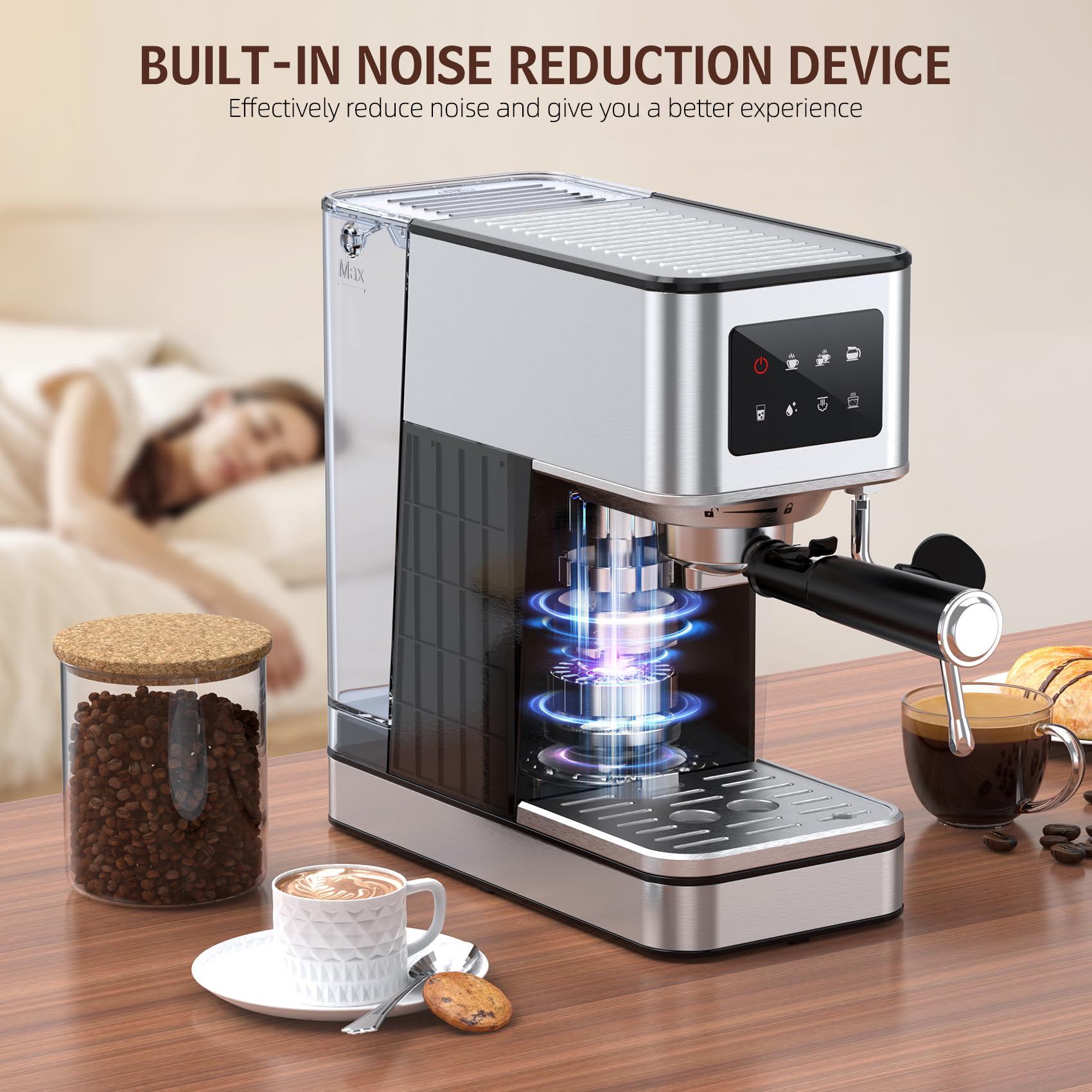 QJA removable water tank simplifies refills during busy mornings