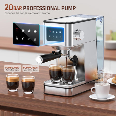 QJA espresso machine top controls showcase quick, intuitive drink selection