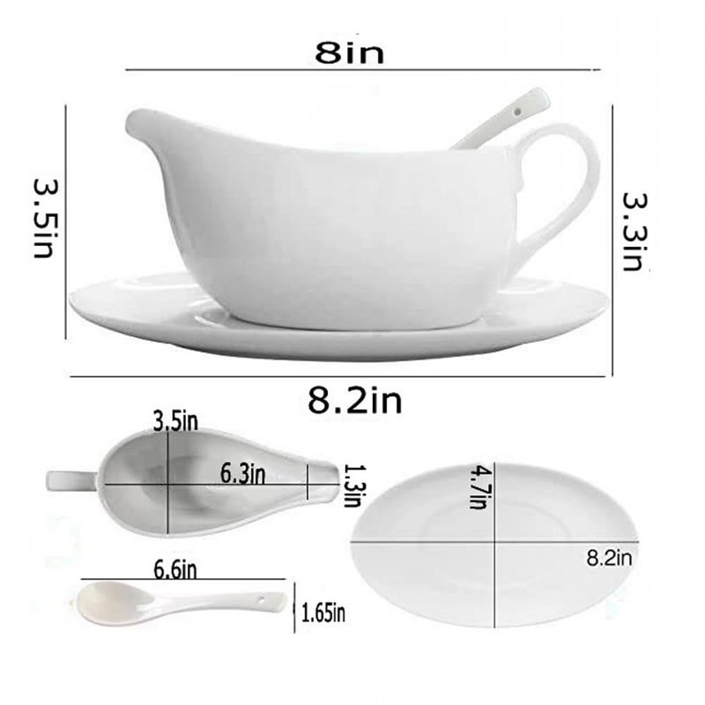 Qlans ceramic sauce boat showcasing sauces neatly for dressings and dips