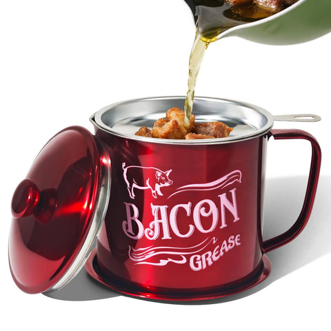 QMET 1.3L bacon grease saver container offers a large capacity for easy storage and reuse.