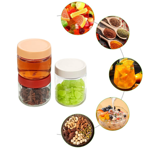QMET jars with color-coded lids for dressings and sauces