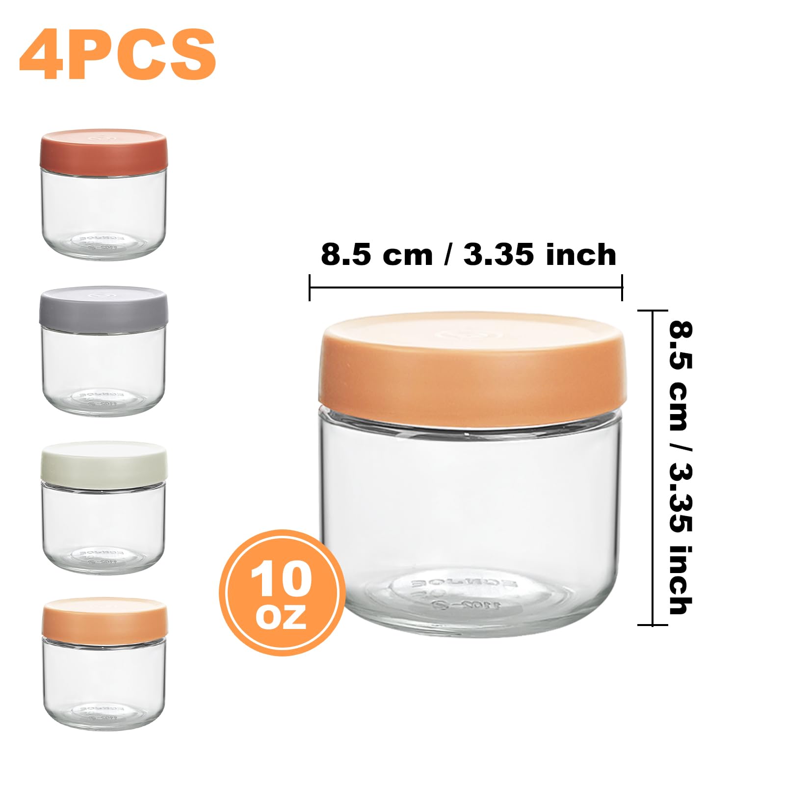 QMET wide-mouth glass jars with colorful lids for easy organization
