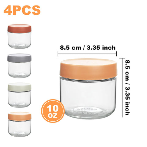 QMET wide-mouth glass jars with colorful lids for easy organization