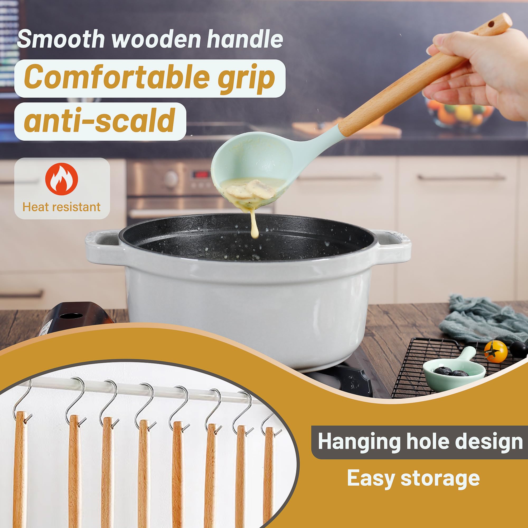 QMVESS 35-piece kitchen utensil holder keeps counters organized.