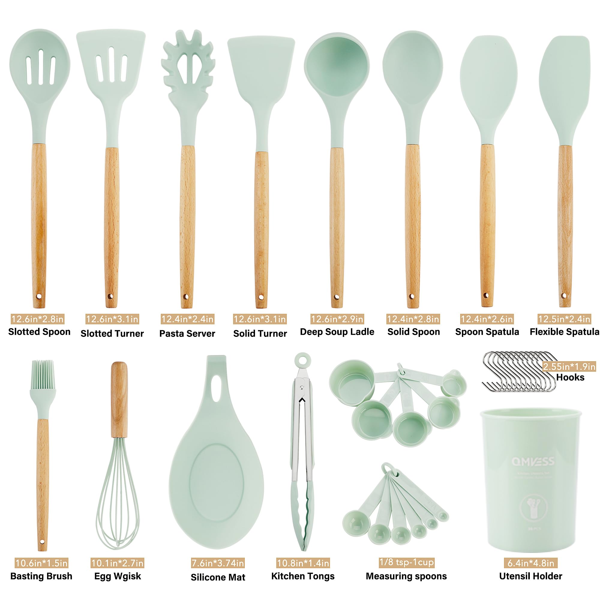 QMVESS non-stick friendly tools protect cookware surfaces during cooking.