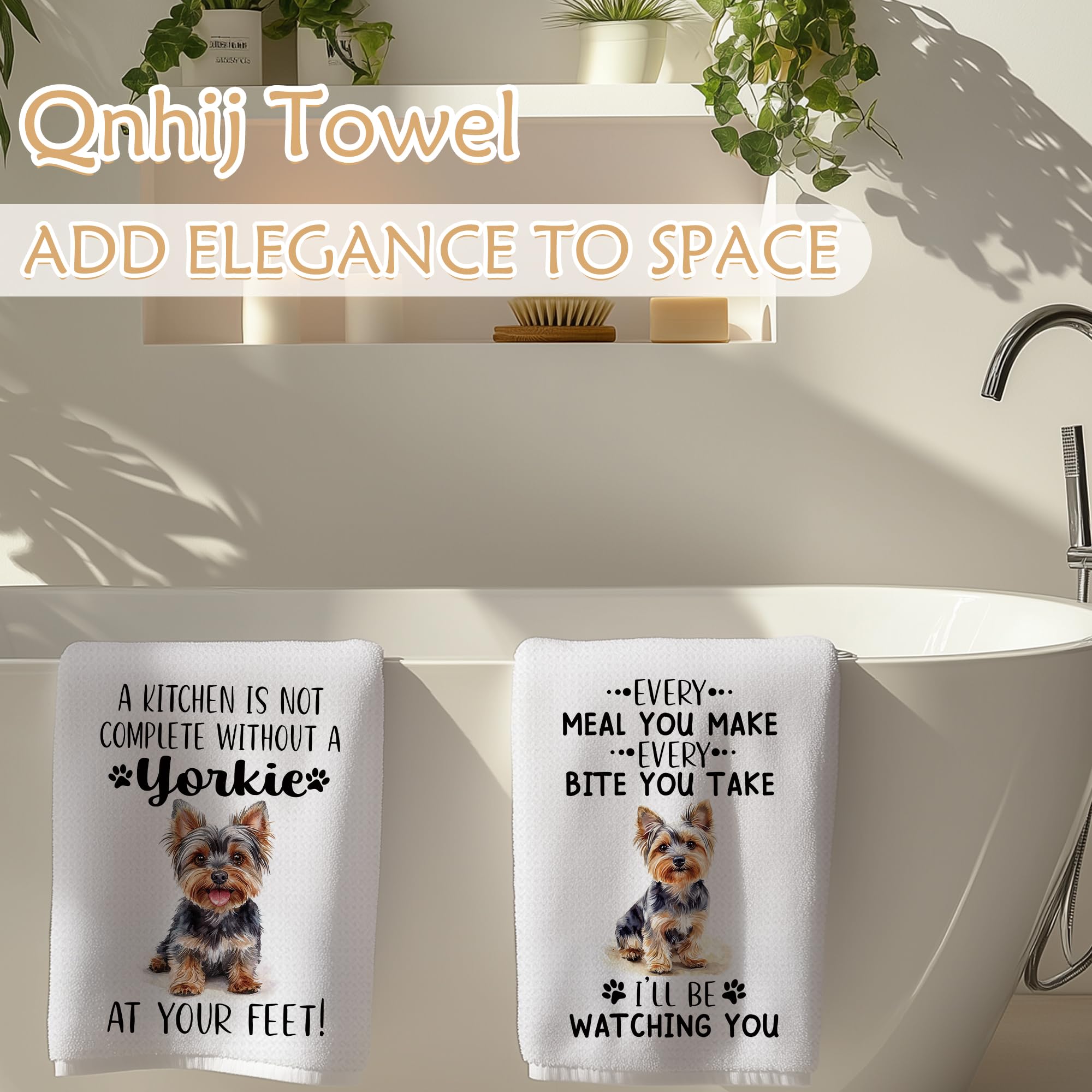 Qnhij Yorkie decorative hand towel brightens counters and sinks
