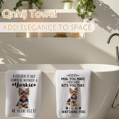 Qnhij Yorkie decorative hand towel brightens counters and sinks
