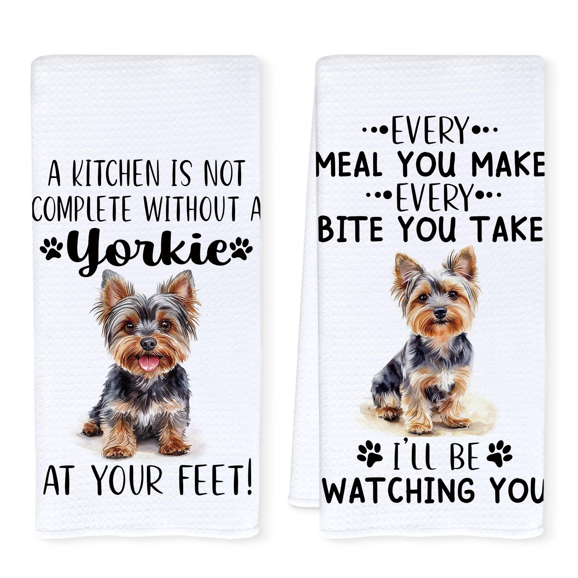 Qnhij Yorkshire Terrier pattern kitchen towel adds playful charm to food prep