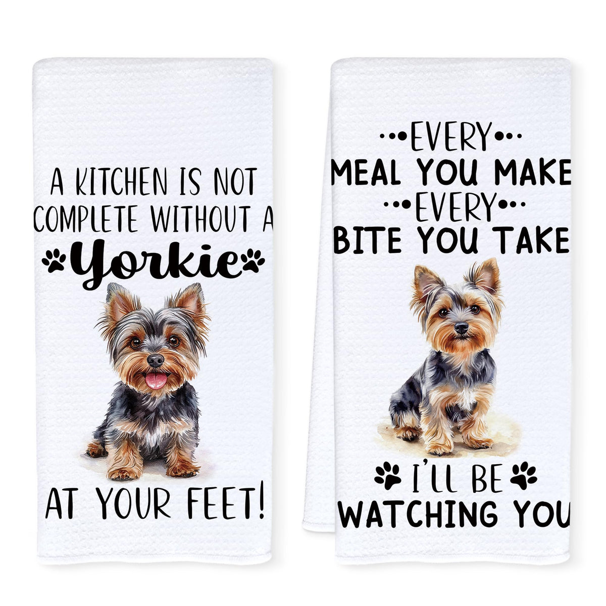 Qnhij Yorkshire Terrier pattern kitchen towel adds playful charm to food prep
