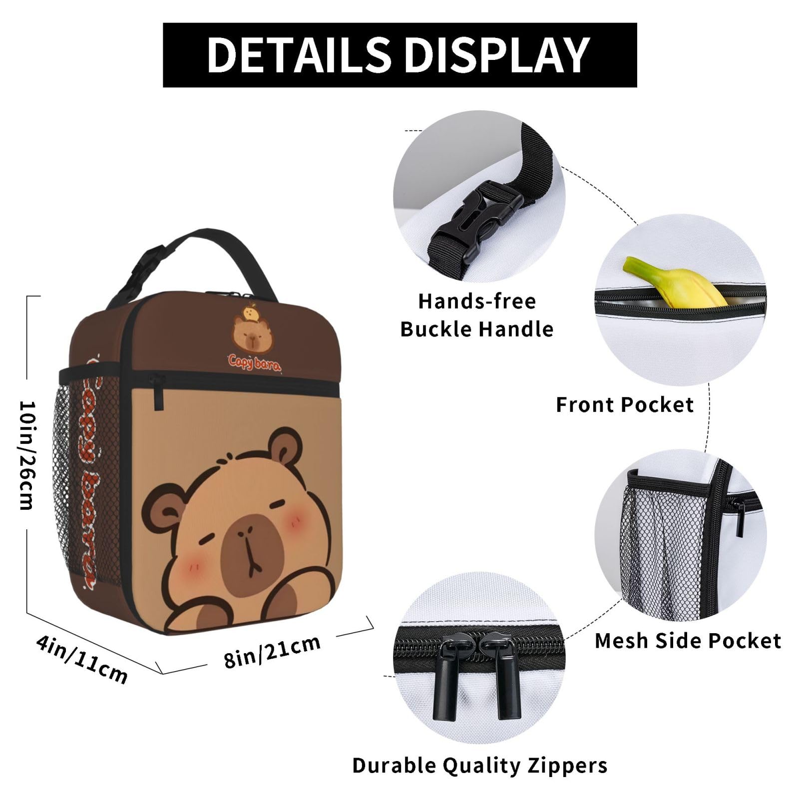 Qodwnep capybara lunch bag insulation keeps food fresh for hours