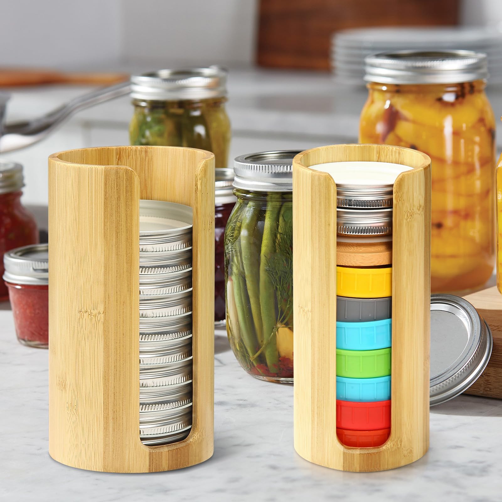 QOOMABA lid storage in a kitchen cabinet offers easy lid access.