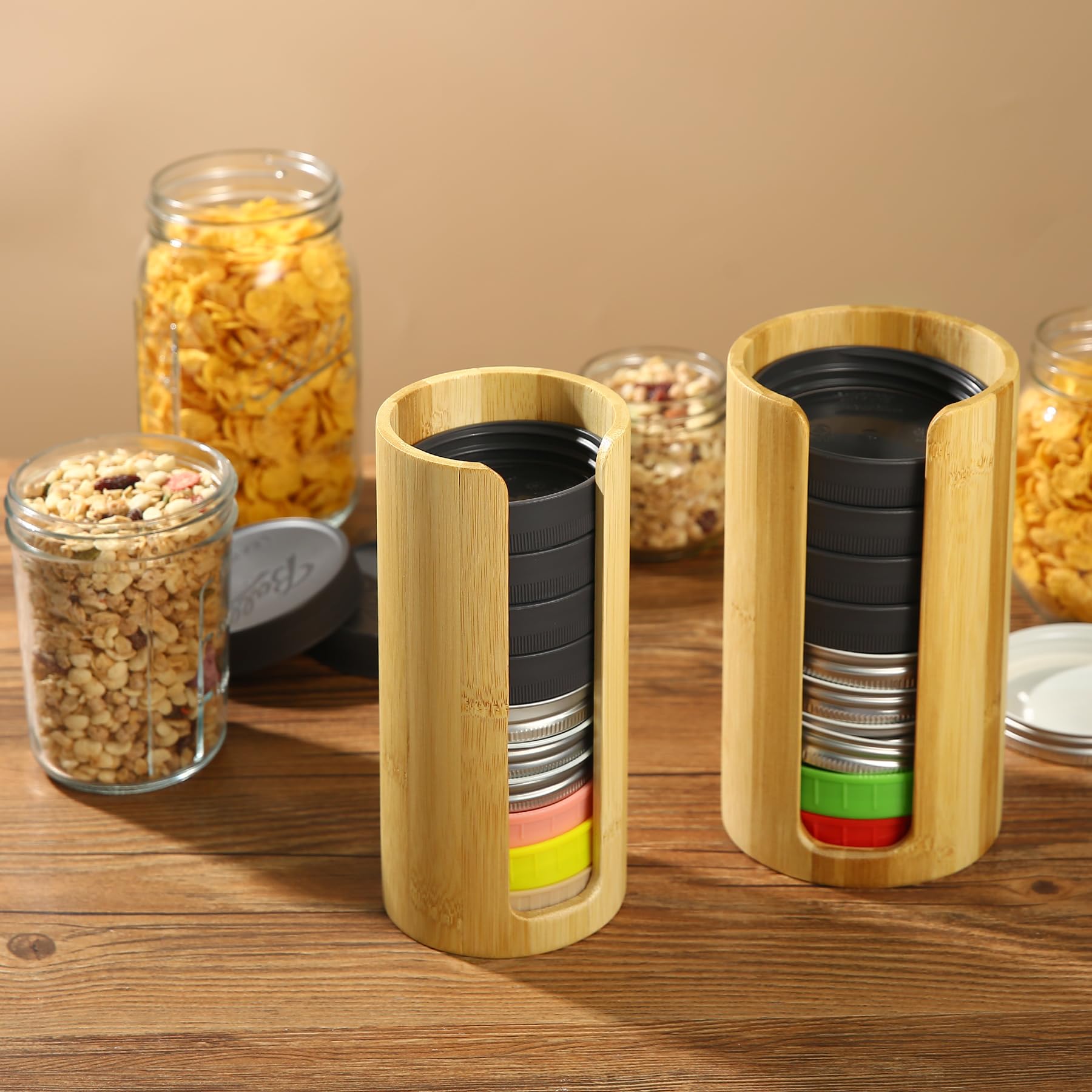 QOOMABA lids organized and tidy, ready for quick jar use.